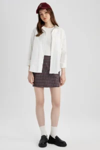 DeFacto Square Patterned Slit Woven Mini Skirt A2289ax22au - Image 2