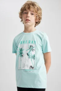 DeFacto Boy's Crew Neck Printed Short Sleeve T-Shirt A2407a823sm - Image 5