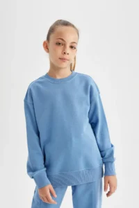 DeFacto Girl's Relax Fit Crew Neck Cotton Basic Plain School Sweatshirt A2797a824au - Image 4