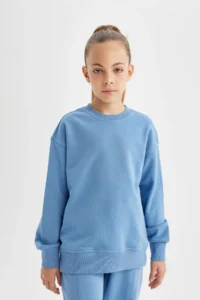 DeFacto Girl's Relax Fit Crew Neck Cotton Basic Plain School Sweatshirt A2797a824au - Image 6