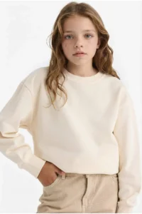 DeFacto Relax Fit Crew Neck Basic Plain School Sweatshirt Girl Child