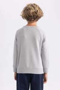 DeFacto Boy's Navy Blue Crew Neck School Sweatshirt - Image 5