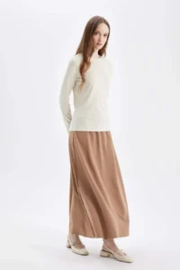 DeFacto A Cut Skuba Diving Fabric Basic Plain Maxi Skirt - Image 4