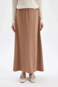 DeFacto A Cut Skuba Diving Fabric Basic Plain Maxi Skirt - Image 5