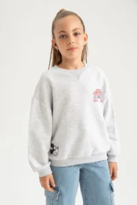 DeFacto Girl's Disney Mickey & Minnie Oversize Wide Fit Crew Neck Sweatshirt A5603a823au - Image 2