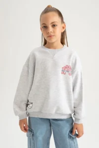 DeFacto Girl's Disney Mickey & Minnie Oversize Wide Fit Crew Neck Sweatshirt A5603a823au - Image 4