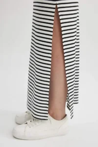 DeFacto Fitted Corded Striped Camisole Maxi Skirt - Image 5