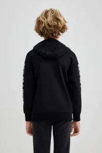 DeFacto Boy's Oversize Wide Fit Hooded Coat of Arms Printed Sweatshirt A6588a823wn - Image 8