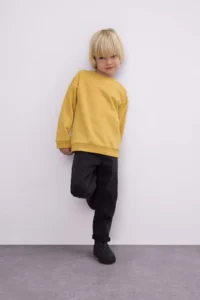 DeFacto Baby Boy Crew Neck Soft Fuzzy Basic Plain Sweatshirt - Image 2