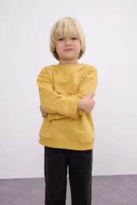 DeFacto Baby Boy Crew Neck Soft Fuzzy Basic Plain Sweatshirt - Image 3