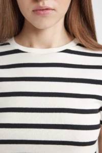 DeFacto Cool Fitted Striped Ribbed Short Sleeve T-Shirt - Image 5
