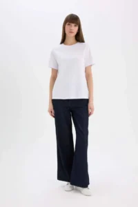 DeFacto Regular Fit Crew Neck Casual Premium Basic Plain Short Sleeve White T-Shirt - Image 2