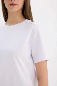DeFacto Regular Fit Crew Neck Casual Premium Basic Plain Short Sleeve White T-Shirt - Image 5
