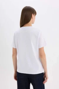 DeFacto Regular Fit Crew Neck Casual Premium Basic Plain Short Sleeve White T-Shirt - Image 6