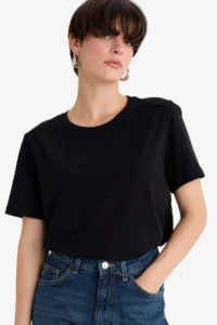 DeFacto Regular Fit Crew Neck Basic Plain Premium Short Sleeve T-Shirt