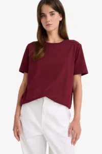 DeFacto Regular Fit Crew Neck Basic Plain Premium Short Sleeve T-Shirt - Image 3