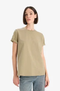 DeFacto Regular Fit Crew Neck Basic Plain Premium Short Sleeve T-Shirt - Image 4