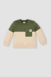 DeFacto Baby Boy Crew Neck Color Blocked Soft Lined Sweatshirt