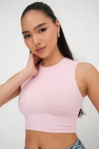 Addax Crew Neck Crop Tank Top A3501 - Image 2