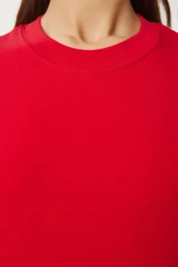 Happiness İstanbul Women Rejection Cotton Basic Knitting T-Shirt - Image 5