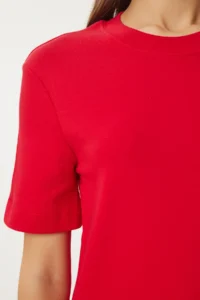 Happiness İstanbul Women Rejection Cotton Basic Knitting T-Shirt - Image 6