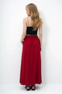 Trend Alaçatı Stili Women Burgundy double pocket flared Weaving Skirt - Image 5