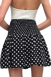 Trend Alaçatı Stili Women's Black and White Polka Dot Patterned Waist Waist Lined Inside Balloon Skirt - Image 5