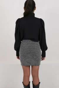 Trend Alaçatı Stili Women's Gray Internal Elastic Waist Lined Lycra Glitter Mini Skirt Alc-X14910 - Image 4