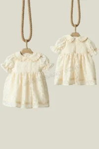 penu baby kids Ecru Floral Patterned Cotton embroidery Girls' Dress - Image 7