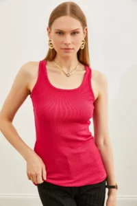 Olalook Women Fuchsia LONG Camisole Tank Top - Image 3