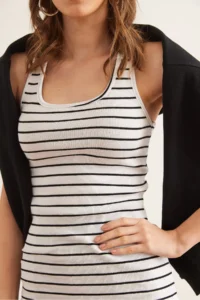 Olalook Women's Striped White Long Camisole Athlete - Image 5
