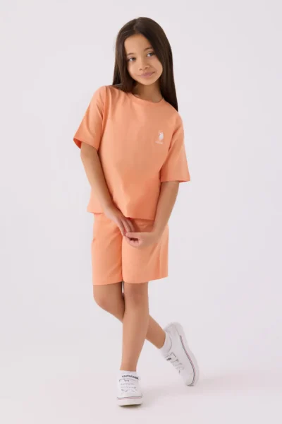 US Polo Assn. U.s. Polo Shirt Assn Girls' Brown Bermuda Set