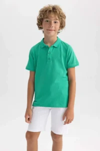 DeFacto Polo Neck Pique Short Sleeve Basic Plain T-Shirt Boy