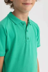 DeFacto Polo Neck Pique Short Sleeve Basic Plain T-Shirt Boy - Image 5