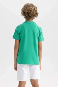 DeFacto Polo Neck Pique Short Sleeve Basic Plain T-Shirt Boy - Image 6
