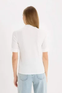 DeFacto Regular Fit Half Turtleneck Ribbed Camisole Short Sleeve T-Shirt - Image 6