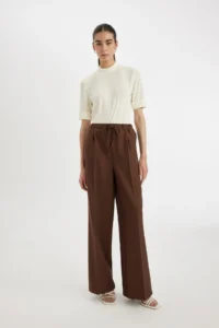 DeFacto Regular Fit Half Turtleneck Smart Ribbed Camisole Basic Plain Short Sleeve T-Shirt B1177ax24au - Image 2