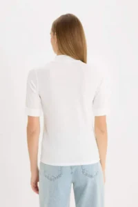 DeFacto Regular Fit Half Turtleneck Ribbed Camisole Basic Plain Short Sleeve T-Shirt B1177ax25sp - Image 6