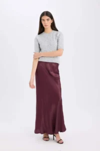 DeFacto A Cut Normal Waist Satin Midi Skirt