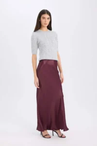 DeFacto A Cut Normal Waist Satin Midi Skirt - Image 2