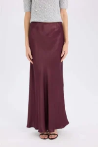 DeFacto A Cut Normal Waist Satin Midi Skirt - Image 4