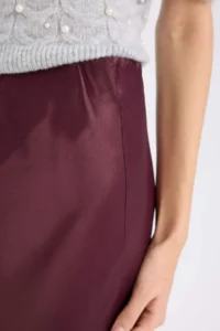 DeFacto A Cut Normal Waist Satin Midi Skirt - Image 5