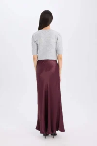 DeFacto A Cut Normal Waist Satin Midi Skirt - Image 6