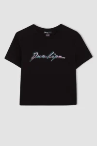 DeFacto Cool Dua Lipa Fitted Ribbed Short Sleeve T-Shirt - Image 6