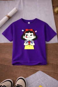 twins tailors Girl Eating Apple Printed 3 Pack Yellow-Grey-Purple Girls' T-Shirt - Image 3