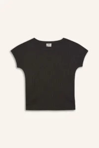 DeFacto Slim Fit Narrow Cut Crew Neck Basic Plain Ribbed Camisole Short Sleeve T-Shirt Girl Child - Image 7