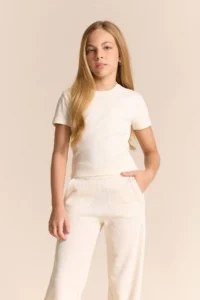 DeFacto Girl's Slim Fit Narrow Cut Crew Neck Ribbed Basic Plain Short Sleeve T-Shirt - Image 3