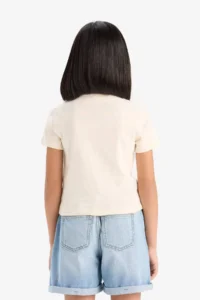 DeFacto Girl's Slim Fit Narrow Cut Crew Neck Ribbed Basic Plain Short Sleeve T-Shirt - Image 8