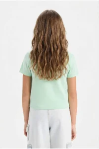 DeFacto Slim Fit Narrow Cut Crew Neck Ribbed Basic Plain Short Sleeve T-Shirt Girl Child - Image 6