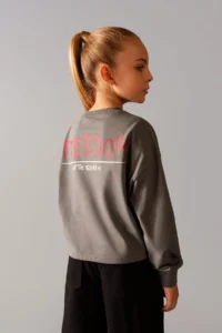 DeFacto Girl's Crop Crew Neck Printed Long Sleeve T-Shirt B3711a823au - Image 4